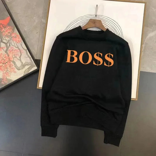 BO$$ Sweatshirt Limited Edition Pullover Letters Print Crew Neck Casual Top For Men Women