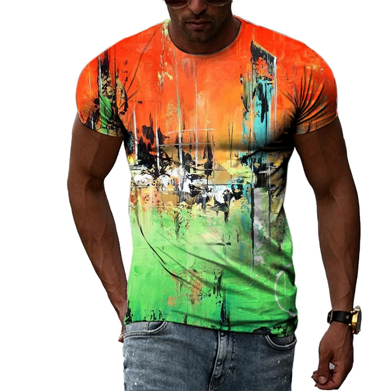 Funky Cool T-shirt Streetwear Top Summer Graffiti Hip-Hop