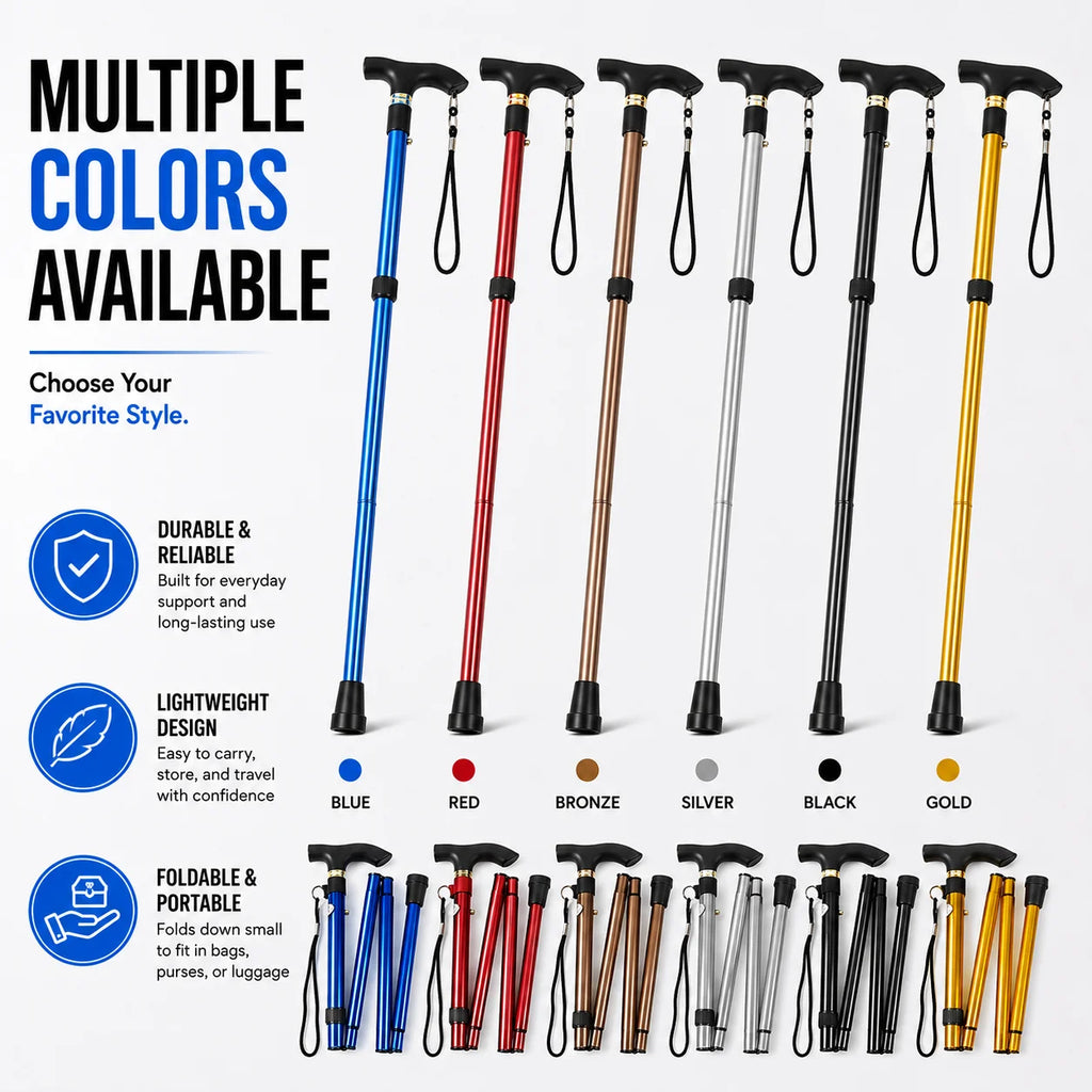 Foldable Walking Stick Adjustable Lightweight Aluminium Cane