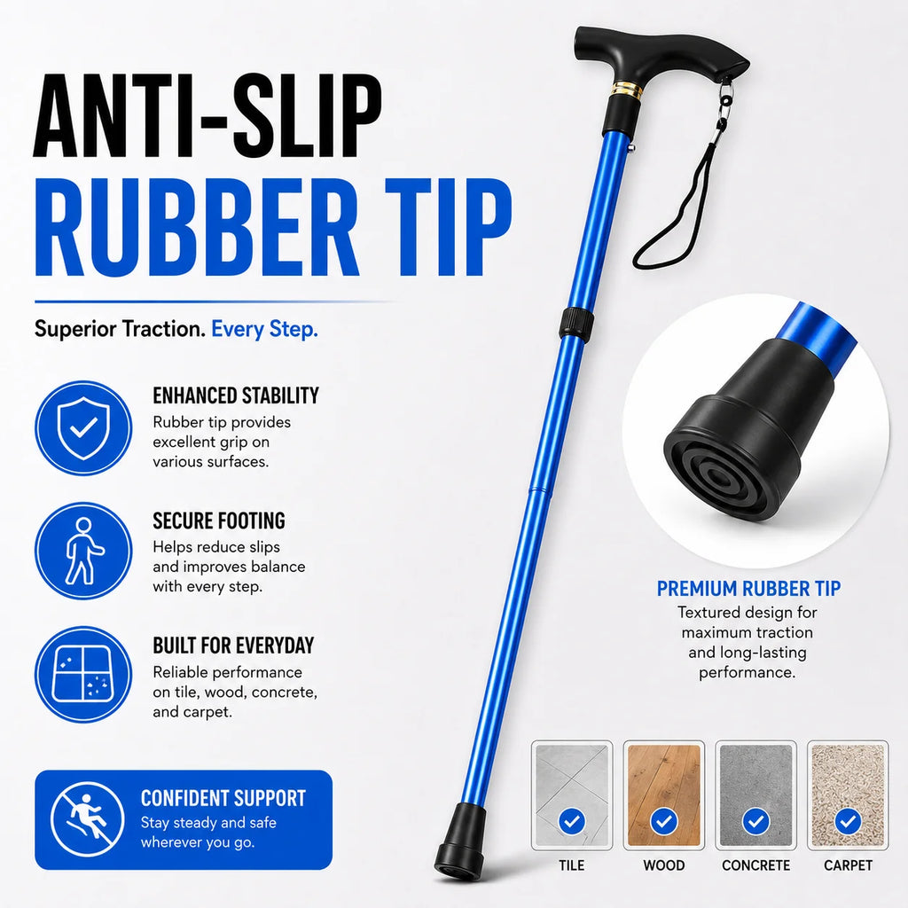 Foldable Walking Stick Adjustable Lightweight Aluminium Cane