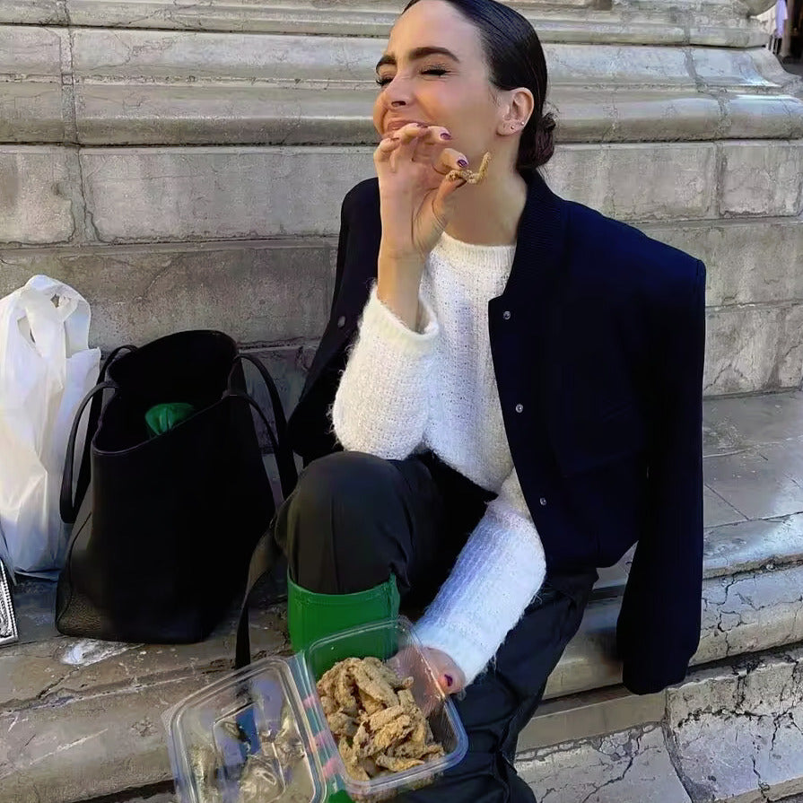 Bomber Jacket - Cropped Single Breast Classy Jacket Women's Wear