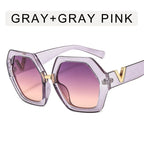 Big-Frame Hexagon Fashion Sunglasses Women's Oversized Eyewear Sunnies