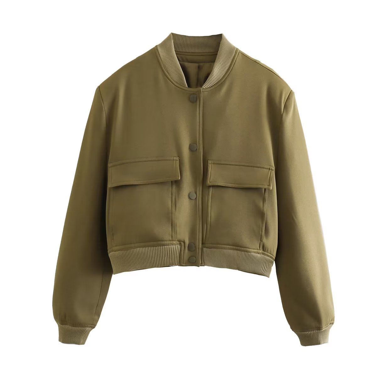 Bomber Jacket - Cropped Single-Breasted Classy Jacket Women's Wear