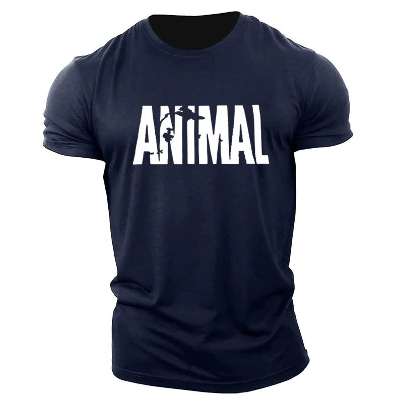 Animal Letters T-shirt Short Sleeve O-Neck Sportswear Funny Tee Oversize Plus Sizes