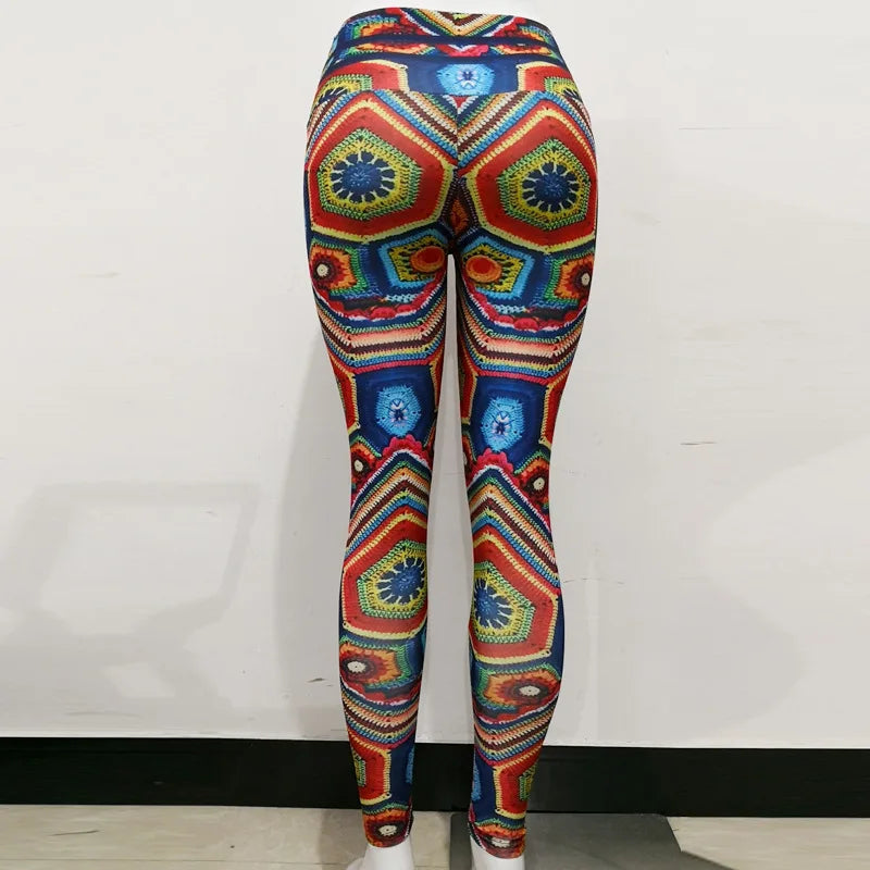 High-Waist Paisley Vintage 1960s Printed Leggings Colourful Fitness Yoga Pants Push Up Elastic Pencil Pants