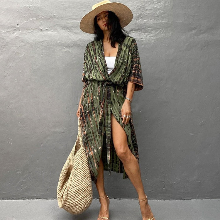 Beach Cover Up Kimono-Style Swimsuit Wrap Resort Wear Bikini Cape