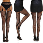 3 Pcs Fishnet Pantyhose Sexy Thigh-High Lingerie Stockings With Garter Belt