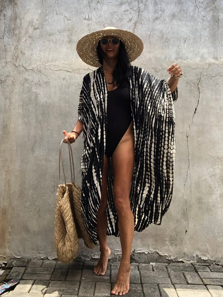 Beach Cover Up Kimono-Style Swimsuit Wrap Resort Wear Bikini Cape