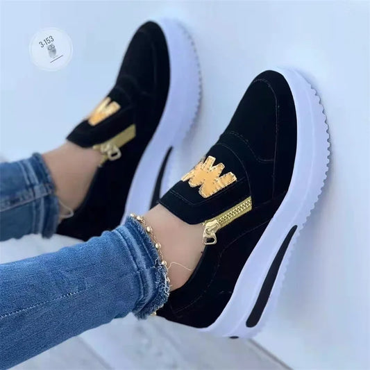 Slip-On Sneakers Comfortable M-Pattern Side-Zipper Plus-Size Women's Casual-Keep Melbourne Marvellous Official Store