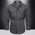 Cargo Shirt Long-Sleeve Cotton Rancher-Style Plus Sizes