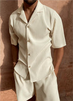 Shirt and Shorts Set Corduroy Relaxed Fit Combo Outfit