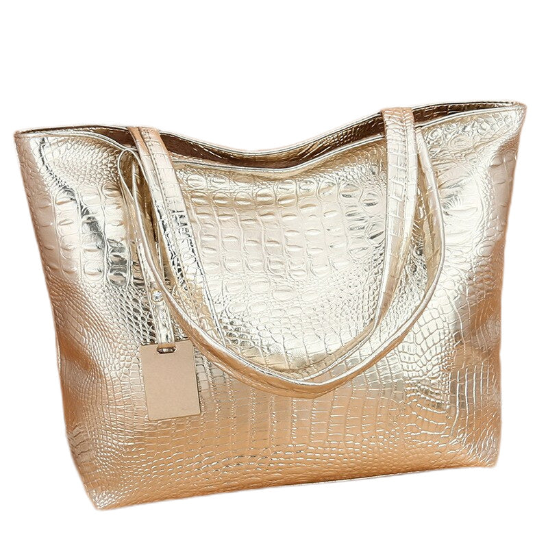 Shoulder Tote Handbag Large Capacity Crocodile Pattern