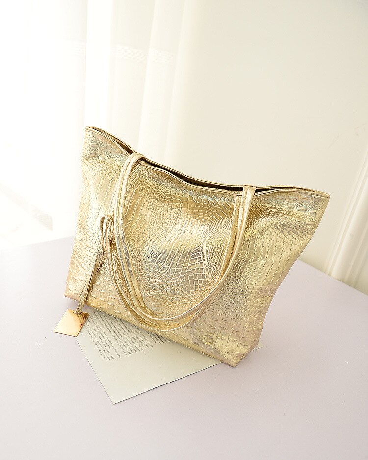 Shoulder Tote Handbag Large Capacity Crocodile Pattern