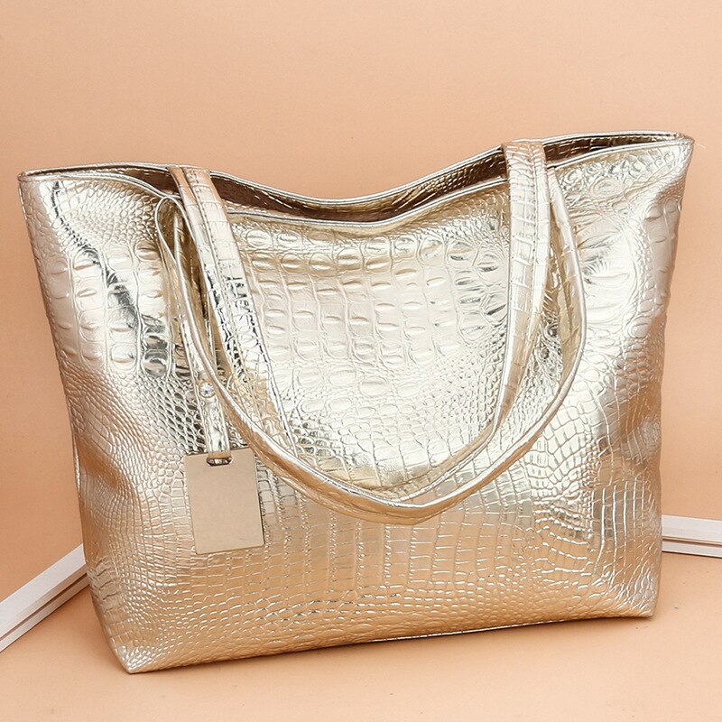 Shoulder Tote Handbag Large Capacity Crocodile Pattern