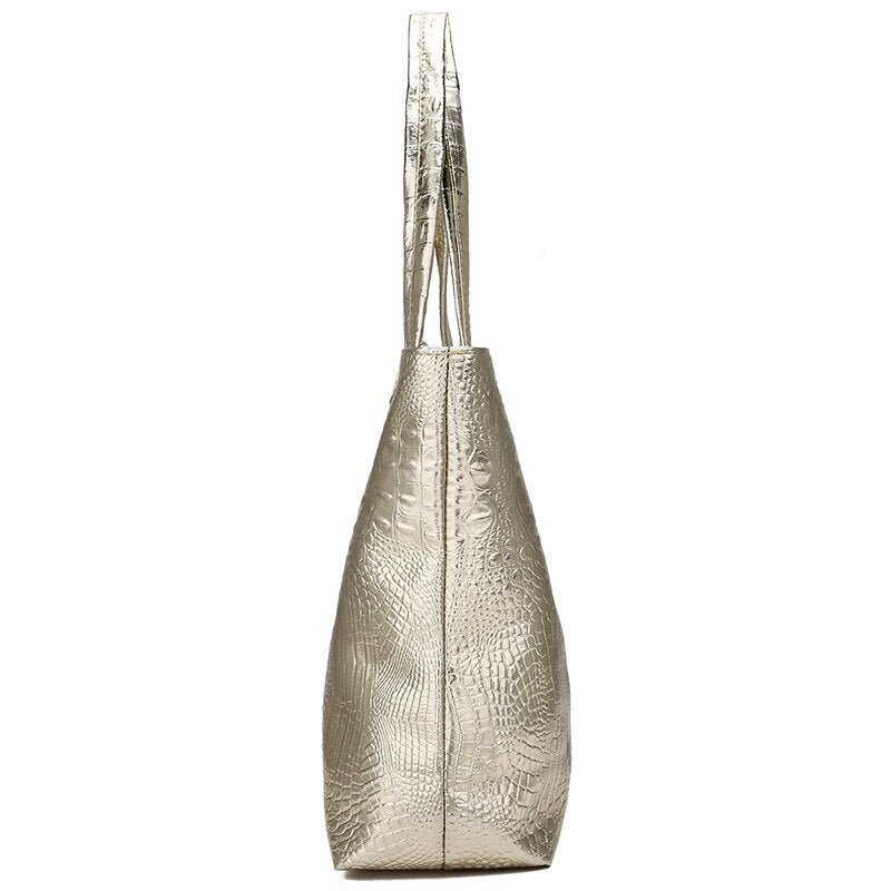 Shoulder Tote Handbag Large Capacity Crocodile Pattern
