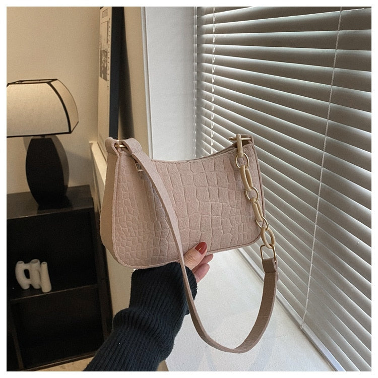 Felt Shoulder Handbag Women's Crescent Saddle Bag-Keep Melbourne Marvellous Official Store