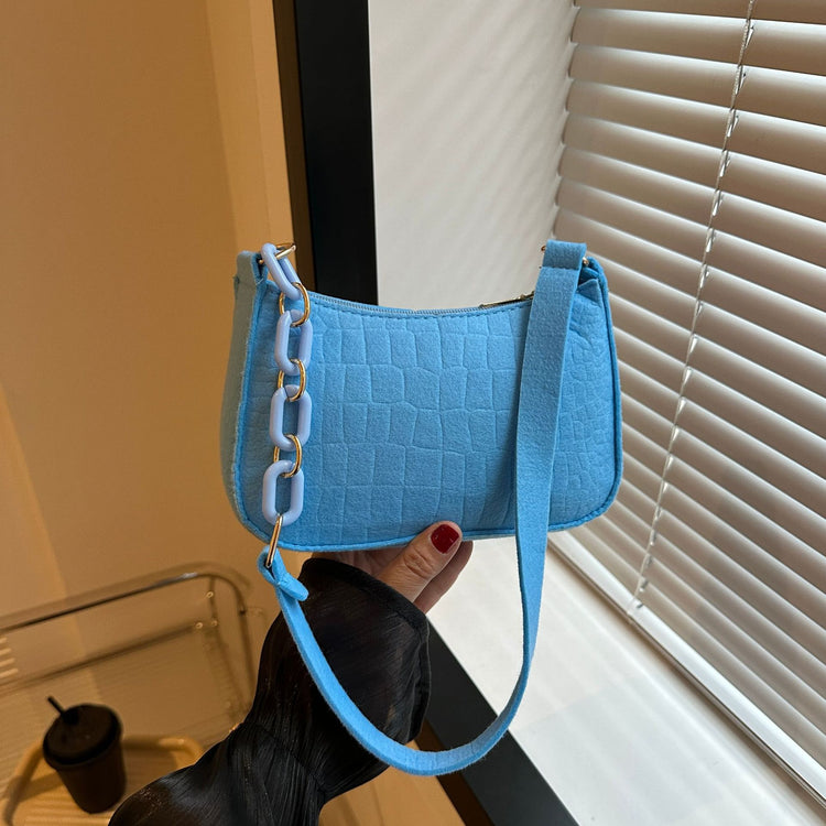 Felt Shoulder Handbag Women's Crescent Saddle Bag-Keep Melbourne Marvellous Official Store