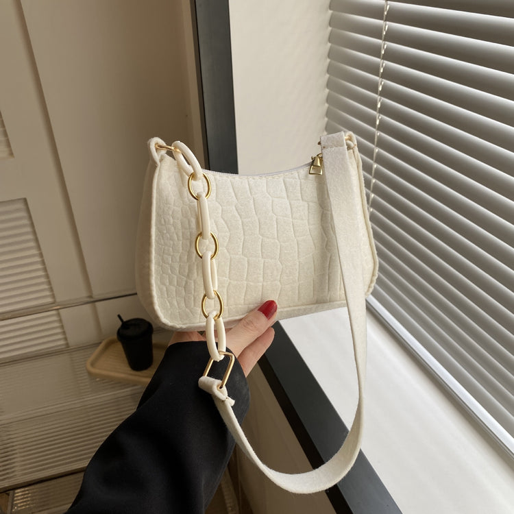 Felt Shoulder Handbag Women's Crescent Saddle Bag-Keep Melbourne Marvellous Official Store