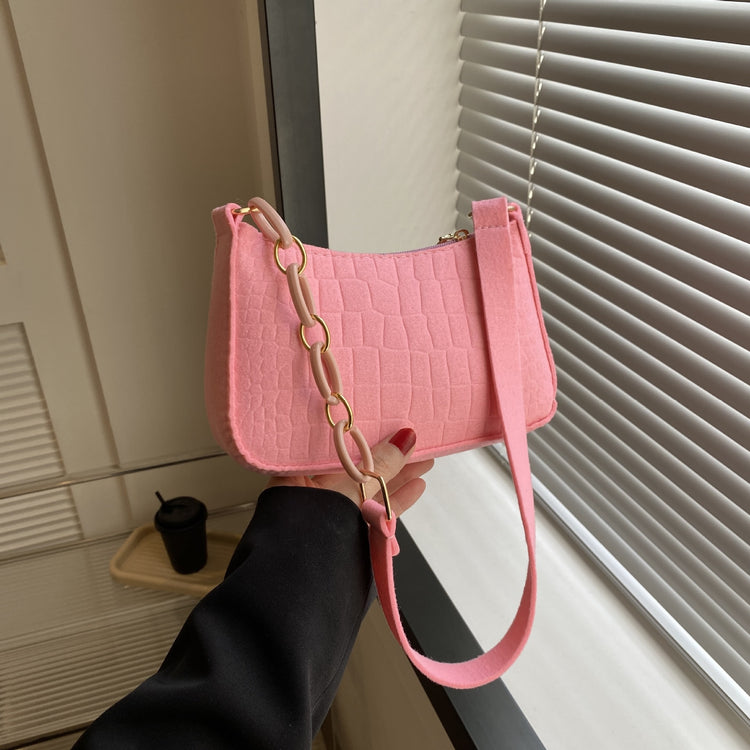 Felt Shoulder Handbag Women's Crescent Saddle Bag-Keep Melbourne Marvellous Official Store