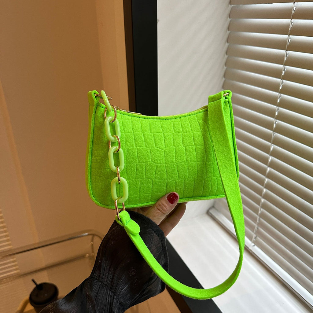 Felt Shoulder Handbag Women's Crescent Saddle Bag