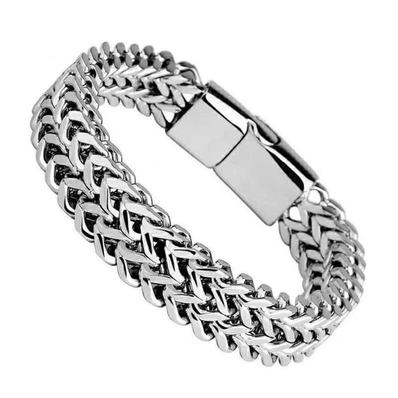 Chunky 10mm Stainless Steel Bracelet With Hidden Lock 19 / 21 / 23cm