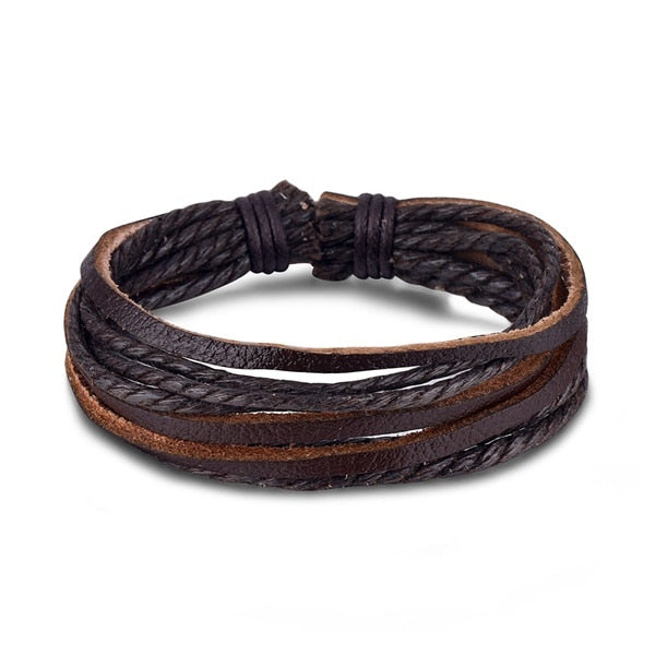 Stacked Bracelet Bangle Chunky Leather