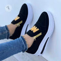 Slip-On Sneakers Comfortable M-Pattern Side-Zipper Plus-Size Women's Casual