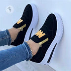 Slip-On Sneakers Comfortable M-Pattern Side-Zipper Plus-Size Women's Casual