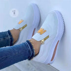 Slip-On Sneakers Comfortable M-Pattern Side-Zipper Plus-Size Women's Casual
