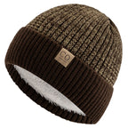 Knit Two-Tone Beanie | Warm Fur-Lined Folded-Brim Unisex Hat