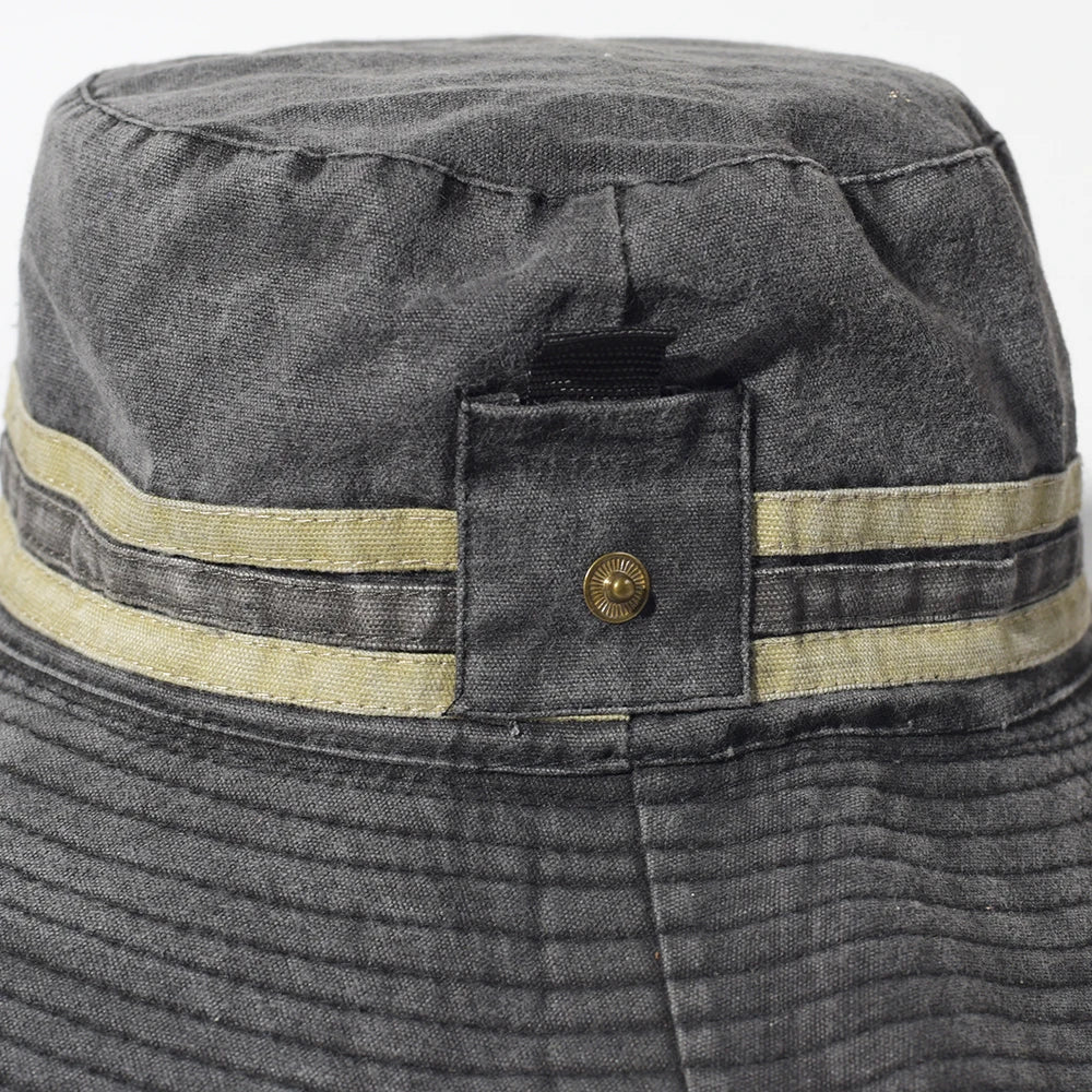 Fishing Hiking Sun Wide Brim Bucket Hat Cotton Outdoor Safari Style