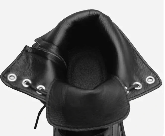 High Top Leather Chunky Boots