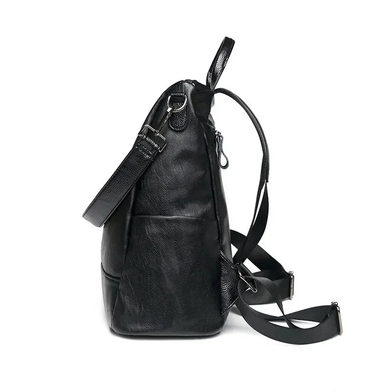 Soft Leather Backpack Commute Travel Shoulder Bag