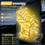 Fairy Lights Solar String Wall Climbing Vine Outdoors Garden 96 LEDs