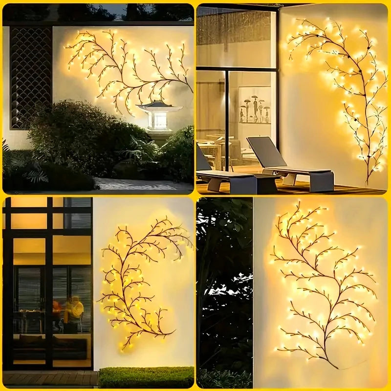 Fairy Lights Solar String Wall Climbing Vine Outdoors Garden 96 LEDs