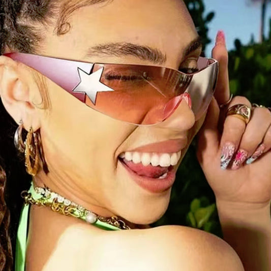 Wraparound Star Sunglasses New Fashion Punk-Style Wrap Shades