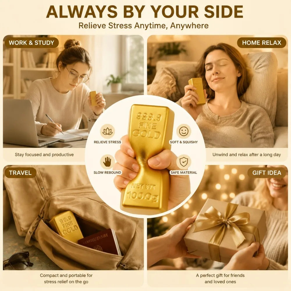 Gold Bar Squishy Squeeze Stress Relief Fidget Toy