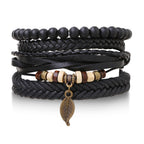 Stacked Bracelet Bangle Chunky Leather