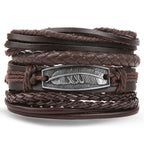 Stacked Bracelet Bangle Chunky Leather