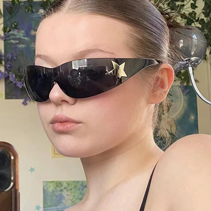 Punk Rebel Rocker Y2K Wrap Hollywood Star Sunglasses