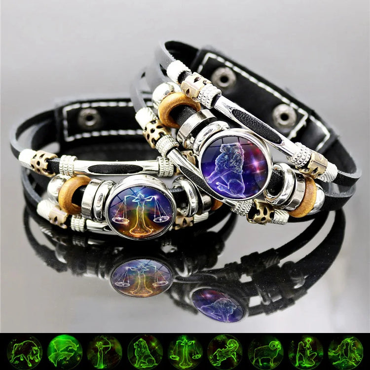 Star Signs Energy Bracelet Zodiac Good Luck Horoscope Women Men Fashion Bangle