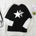 Star Y2K Print Graphic Double Long Sleeved T-shirt