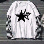 Star Y2K Print Graphic Double Long Sleeved T-shirt