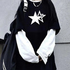 Star Y2K Print Graphic Double Long Sleeved T-shirt