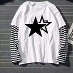 Star Y2K Print Graphic Double Long Sleeved T-shirt