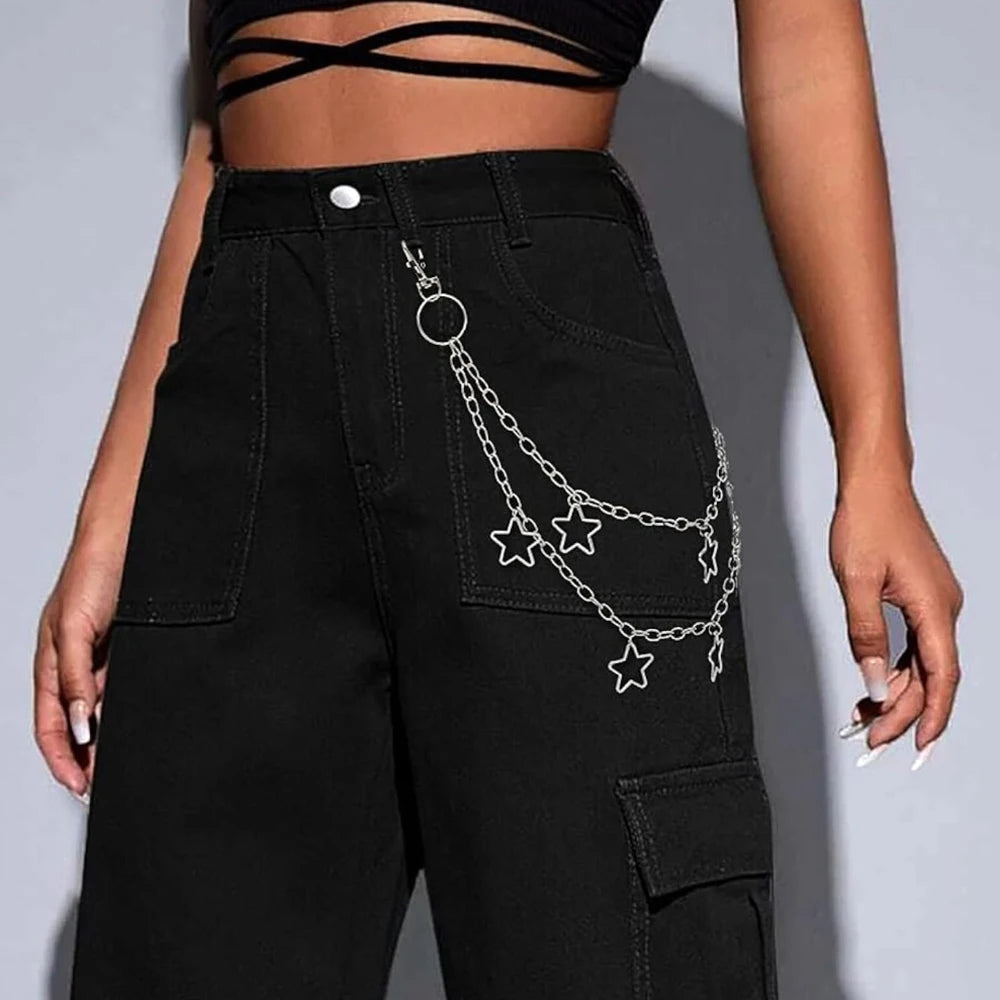 Stars Double Layer Waist Belt Chain Pants Jeans Jewelry Punk Retro