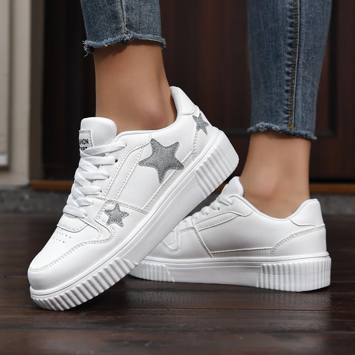 Stars Sneakers Chunky Lace Ups Unisex Kicks