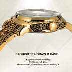 Statement Skeleton Mechanical Watch Stainless Steel Bronze Strap