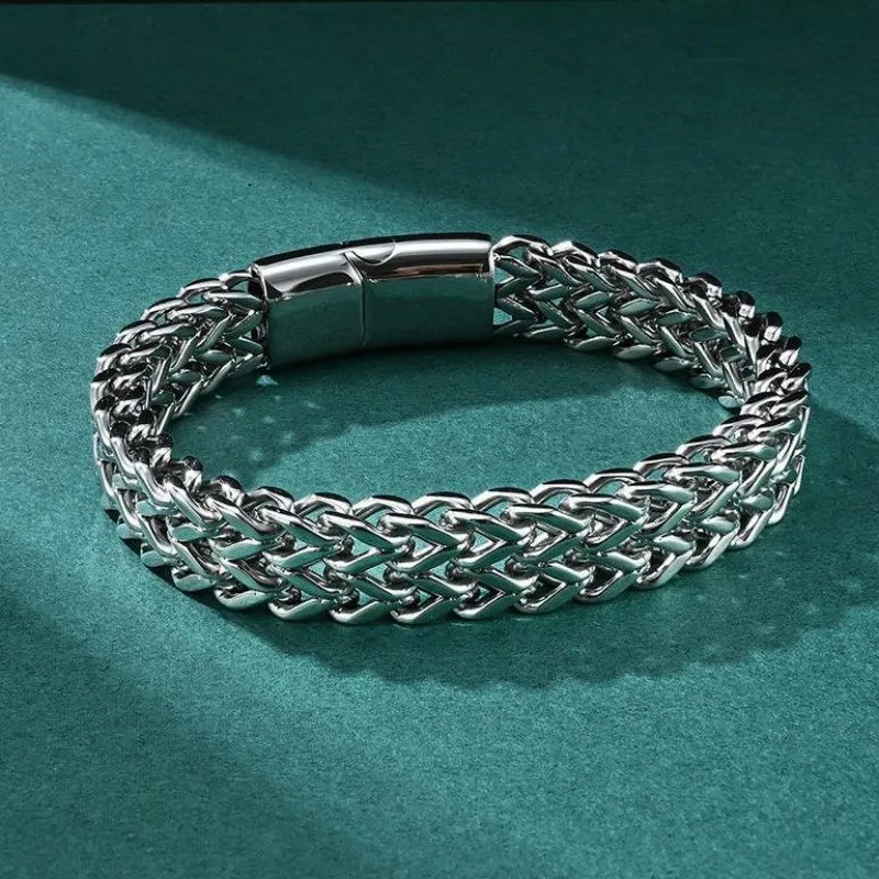 Chunky 10mm Stainless Steel Bracelet With Hidden Lock 19 / 21 / 23cm
