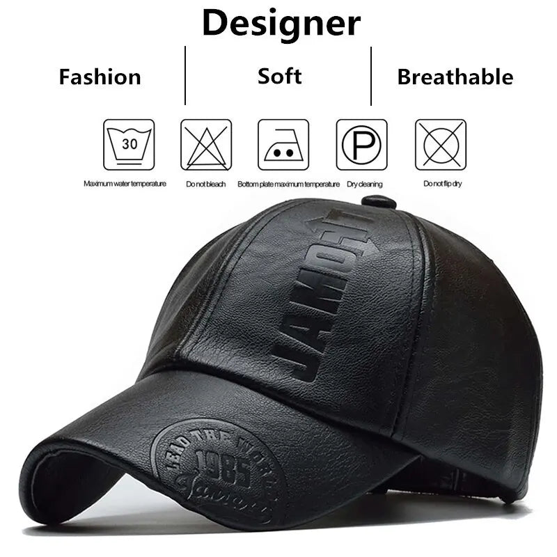 Streetwear Crafted Leather Letter Design Print Baseball Cap